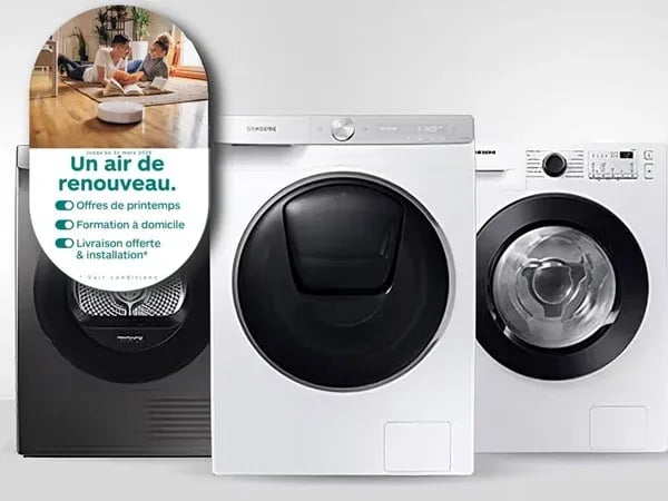 Vous recherchez un lave-linge Samsung sur Libourne ? Profitez de la livraison et de la mise en service OFFERTES de votre lave-linge Samsung par Boulanger Bordeaux Libourne
