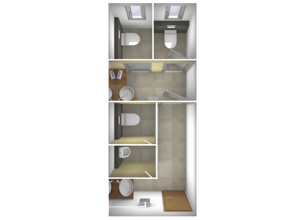 3D Planung WC-Anlage für Büroräume