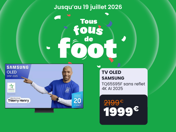 TV OLED SAMSUNG TQ65S95F sans reflet 4K AI 2025