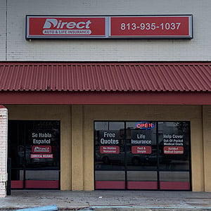 Direct Auto Insurance storefront located at  9340 North Florida Avenue, Tampa