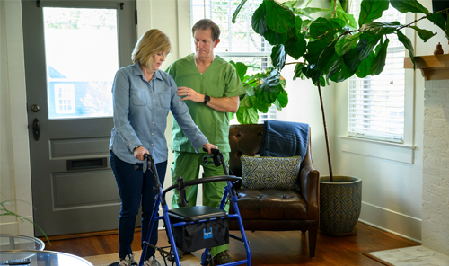 Home health clinician helping prevent falls