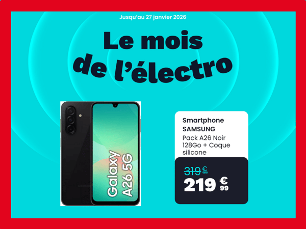 Smartphone SAMSUNG Pack A26 Noir 128Go + Coque silicone