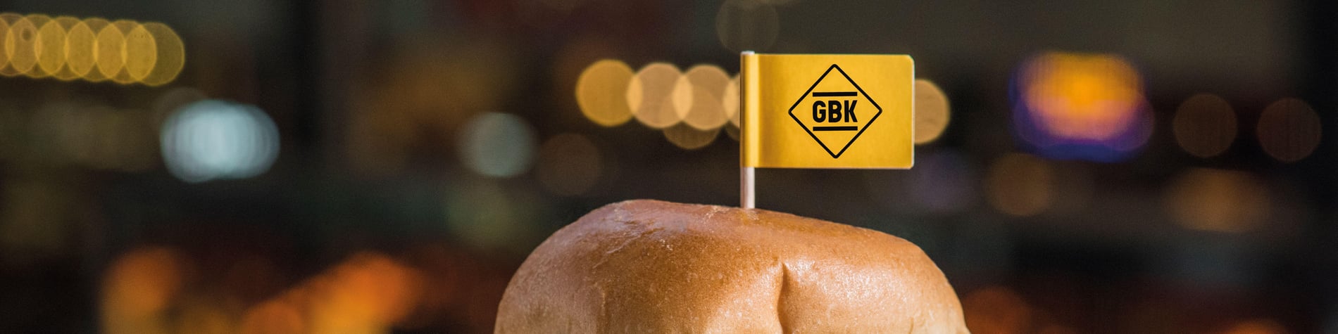 Seadless burger bun with GBK flag in