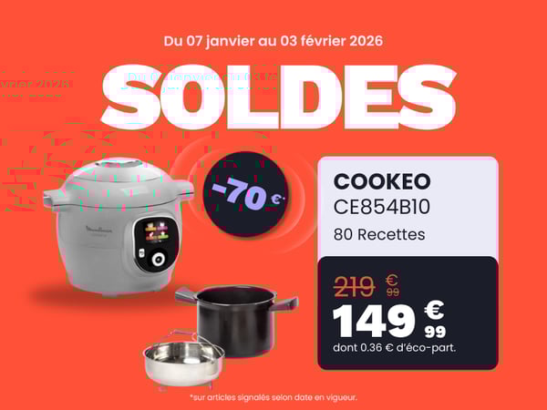 Cookeo MOULINEX CE854B10 gris 6 L, 6 modes de cuisson, 80 recettes