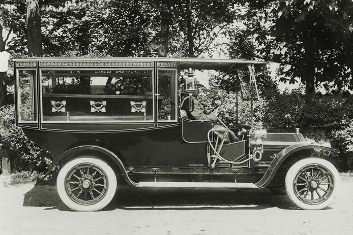 A vintage funeral hearse