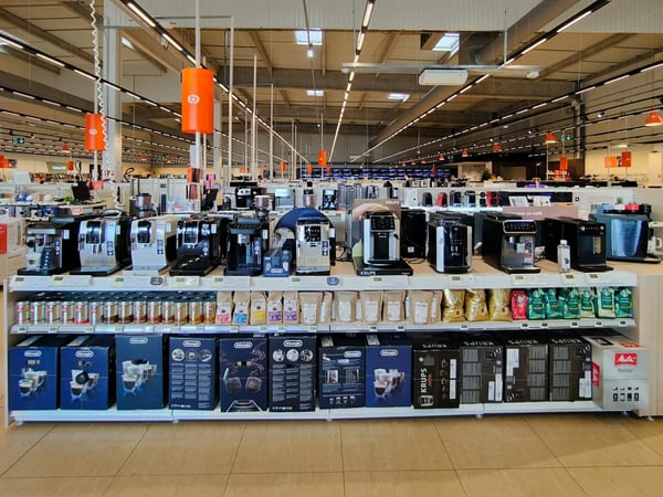 Le rayon broyeur à café avec des marques tels que Jura, De Longhi, Krups ou bien Smeg !