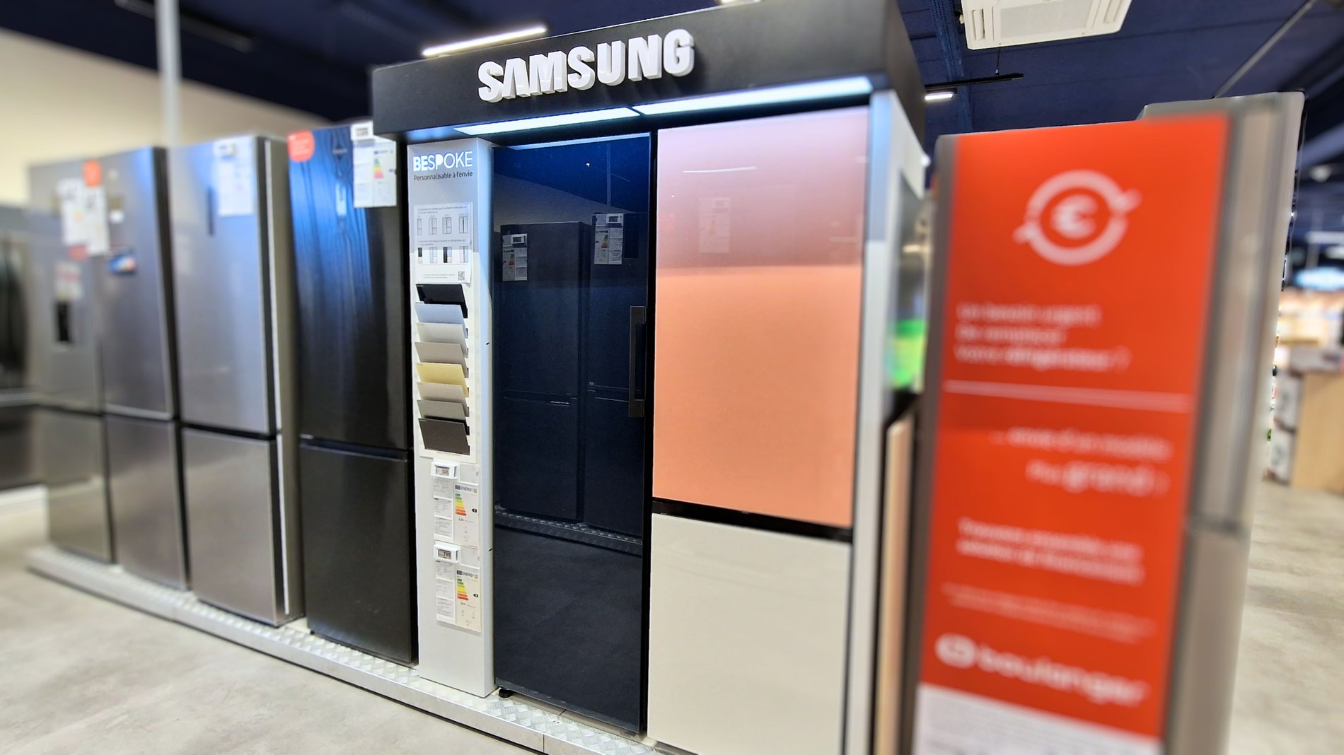 Corner Samsung réfrigérateurs et congélateurs BeSpoke chez Boulanger Villebon