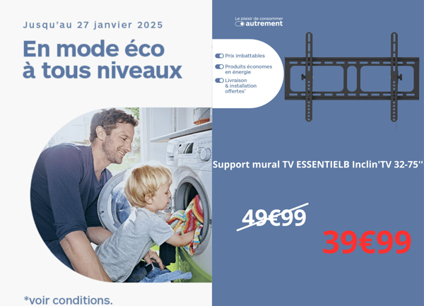 Support mural TV ESSENTIELB Inclin'TV 32-75'  Boulanger Perpignan