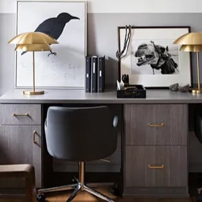 Brown office desk with drawers