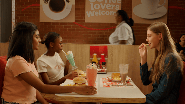 Image of people enjoying milkshakes at a Wimpy Restaurant.