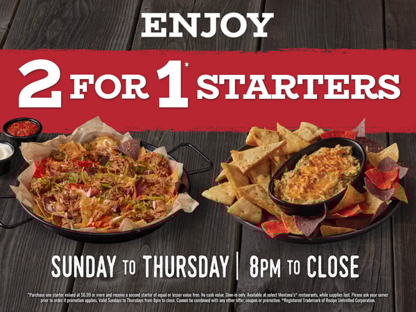 2 for 1 Starters!
