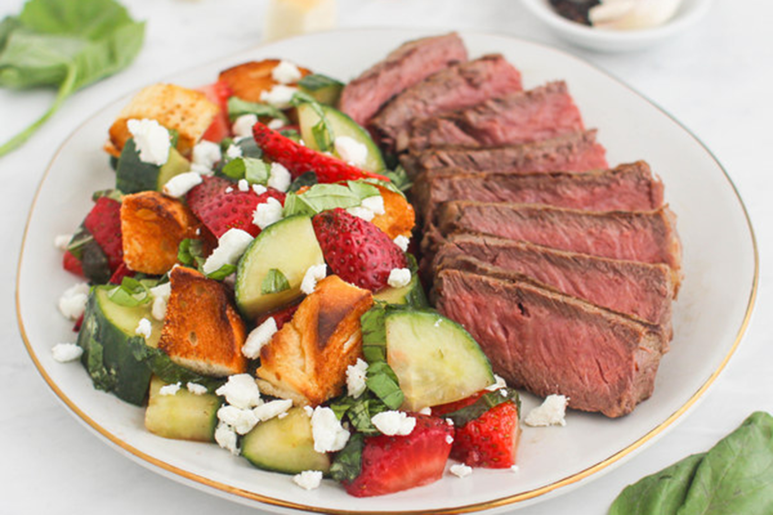 grilled steak and vegetables