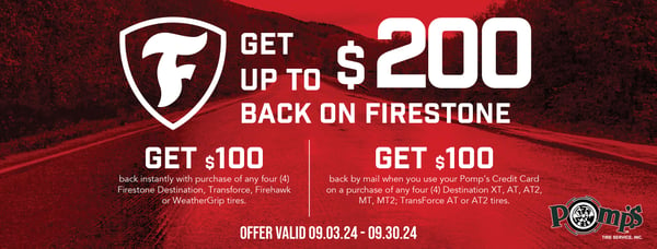 Get up to $200 back on Firestone Tires