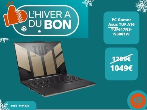 Retrouvez le PC Gamer Asus TUF A16 TUF617NS-N3001W blanc dans votre magasin Boulanger Boulogne sur mer