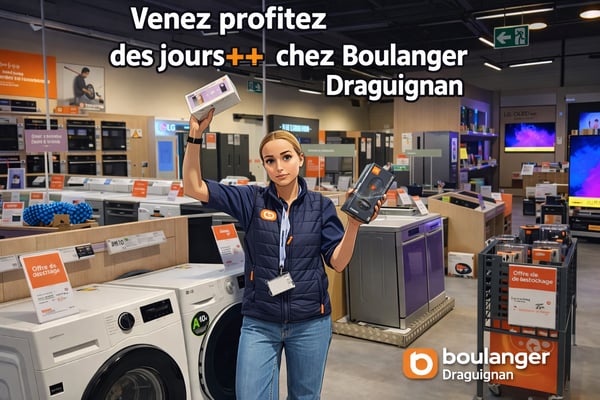 Promotion les jours++ chez Boulanger Draguignan. Apple. Samsung. Multimédia. Electroménager. Lorgues. Vidauban. Le Luc. Trans En Provence
