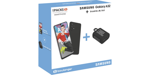 Smartphone, Samsung, Pack A32 Noir 4G, JBL Go3