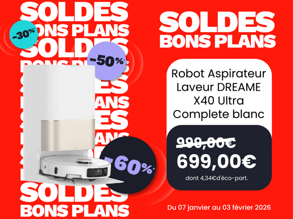 Robot Aspirateur Laveur DREAME X40 Ultra Complete blanc