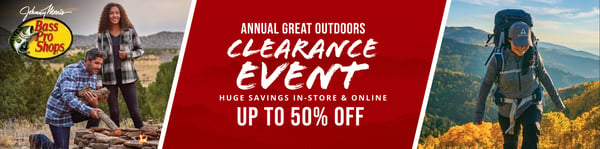 Save up to 50% at the Bass Pro Shops Annual Clearance Sale