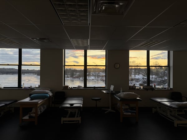 ME-Topsham-MVPT patient care area showing PT Tables and equipment with view