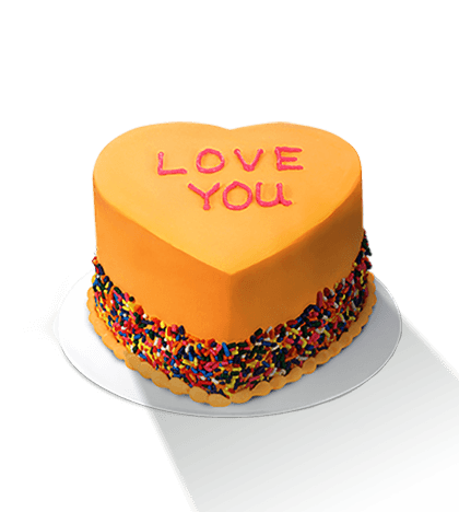 Orange Conversation Heart LOVE YOU Cake