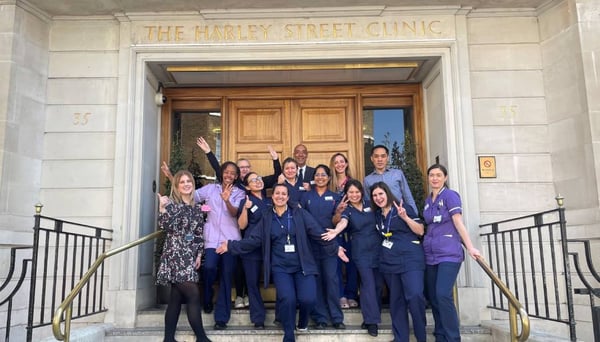The Harley Street Clinic team celebrating their retained 'Outstanding' rating from The CQC