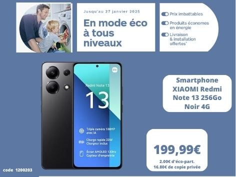 découvrez le Smartphone XIAOMI Redmi Note 13 256Go Noir 4G dans votre magasin Boulanger Boulogne-Sur-Mer