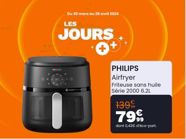 Airfryer PHILIPS NA231/00 Friteuse sans huile avec fenêtre de cuisson Noir/Argent, Série 2000 6.2L