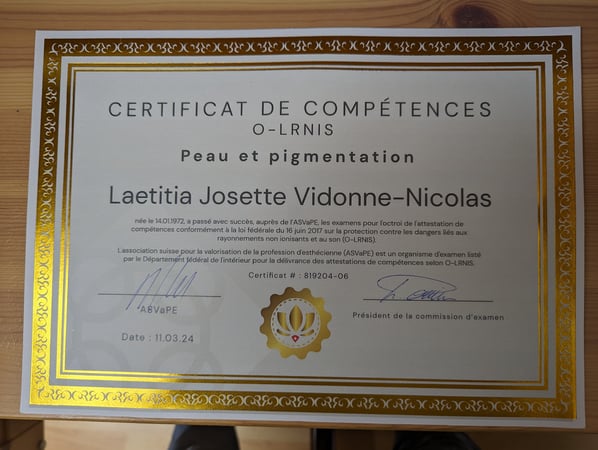 certificat O-LRNIS visage et corps