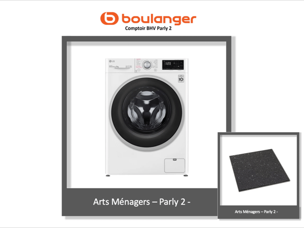 machine à laver et son tapis anti-vibration 

- Boulanger Parly 2 -
