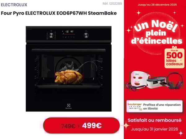 Offre spéciale : Four Pyro ELECTROLUX SteamBake à 499 € chez Boulanger Biganos