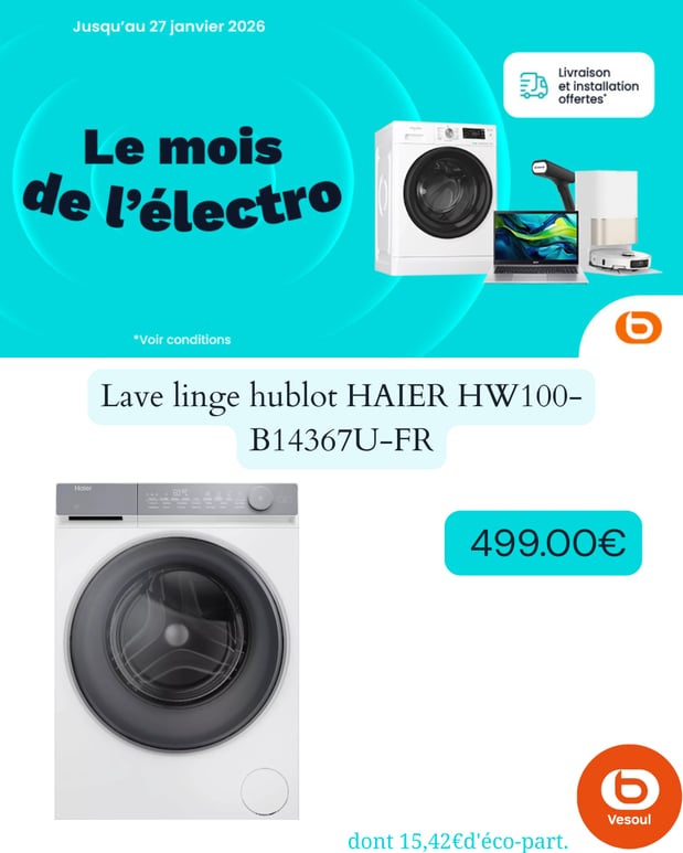 Lave linge hublot HAIER HW100-B14367U-FR