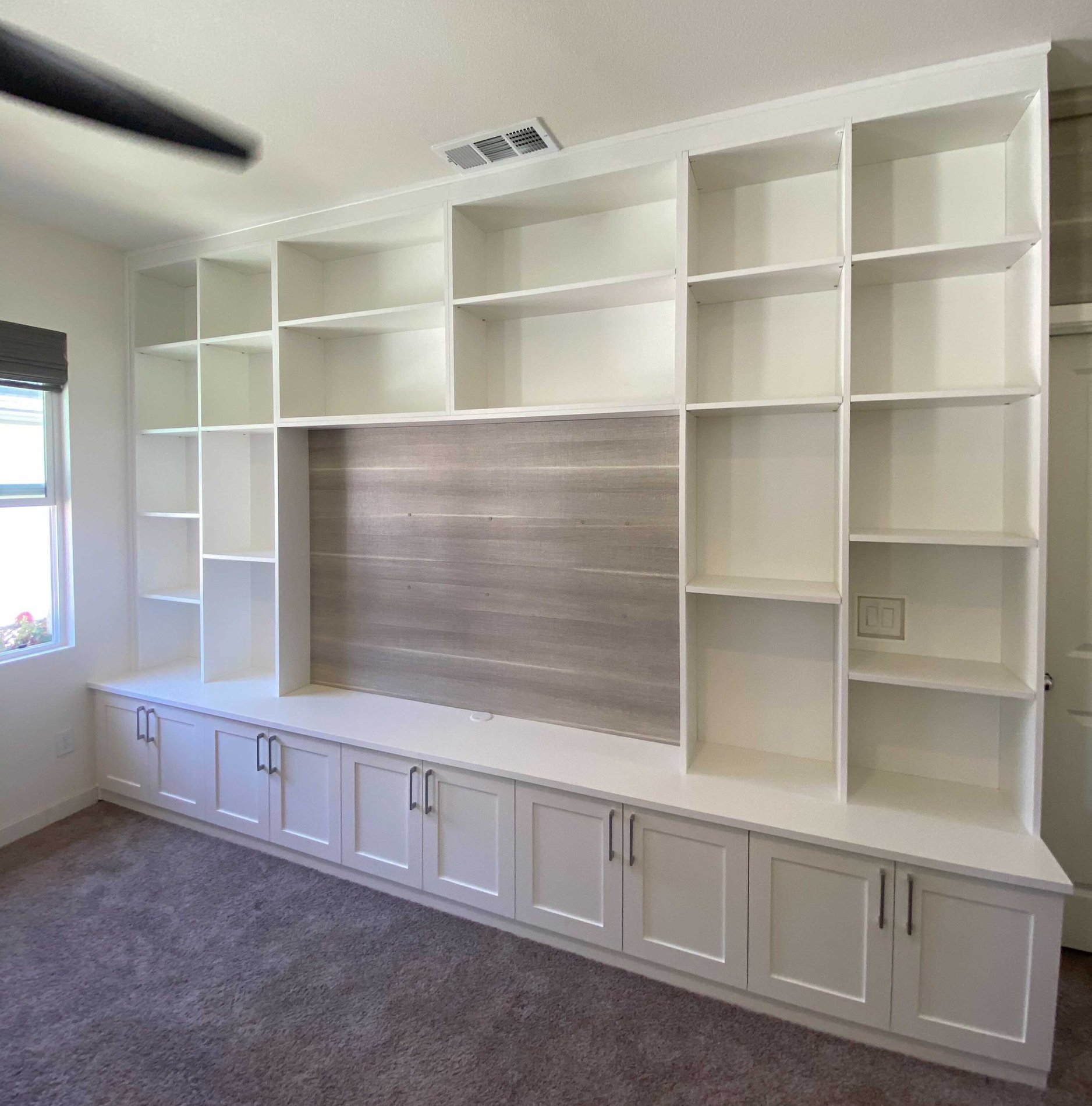 Custom built traditional media center with tv