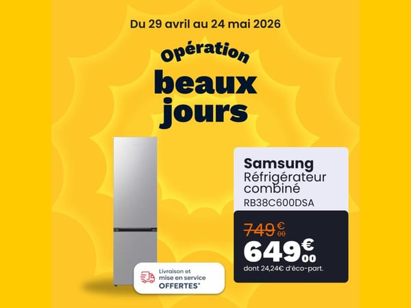 Le froid intelligent s'invite chez vous ! ❄️✨

L'opération Beaux Jours continue chez Boulanger La Roche-sur-Yon avec une offre givrée sur ce combiné Samsung !

🔥 100€ de remise immédiate !
📉 Il passe de ~~749€~~ à 649€.

✨ Le bonus qui change tout : Livraison et mise en service offertes par nos experts. Vous n'avez qu'à le remplir ! 🍎🥦

👉 À découvrir dès maintenant en magasin ou via le lien en bio.
