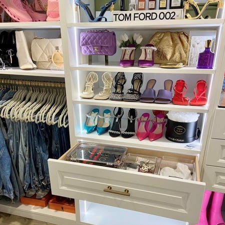 Custom closet shoe organization with drawer closet organizer California Closets Gulf Coast & New Orleans Lafayette, LA