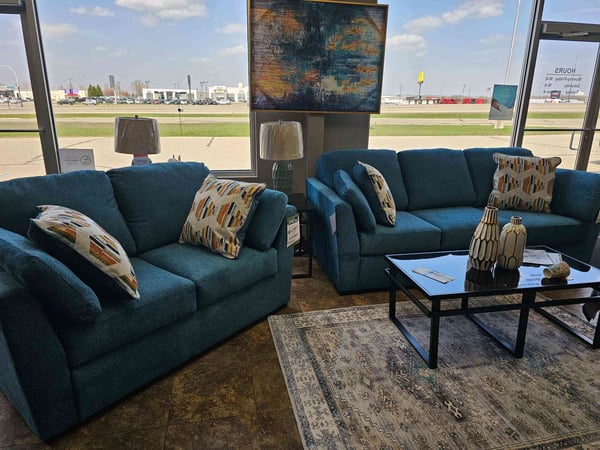 Fergus Falls Slumberland Furniture blue couches