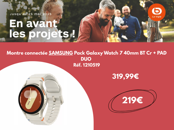 Montre connectée SAMSUNG Pack Galaxy Watch 7 40mm BT Cr + PAD DUO Réf. 1210519