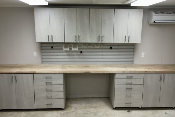 Light gray cabinets for garage storage, storage in garage California Closets New Orleans & Gulf Coast