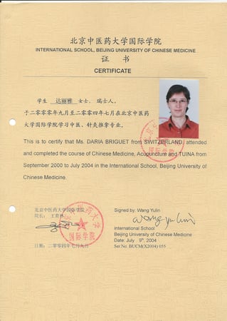 Briguet Daria - Diplôme universitaire Chinois
