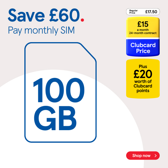 Get a £20 worth of Clubcard points with frozen Clubcard prices at Tesco Mobile, Shop now!