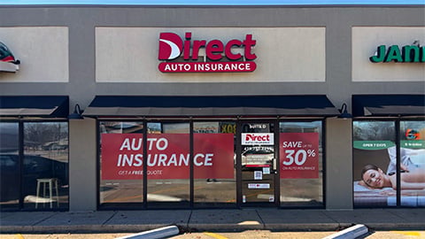 Direct Auto Insurance storefront located at  1102 S Thompson St, Springdale