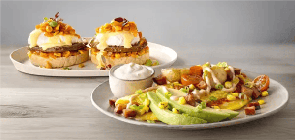 South African Eggs Benedict and Rancheros Omelette breakfast meals from Mugg & Bean.