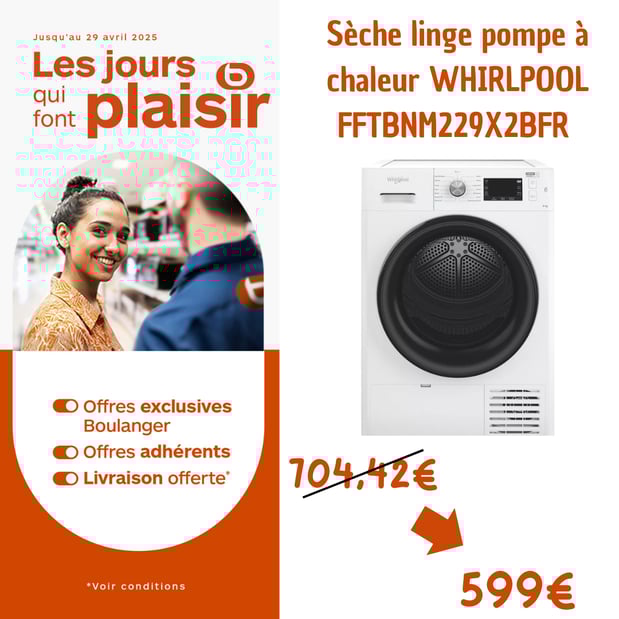 Sèche linge PAC WHIRPOOL FFTBNM229X2BFR