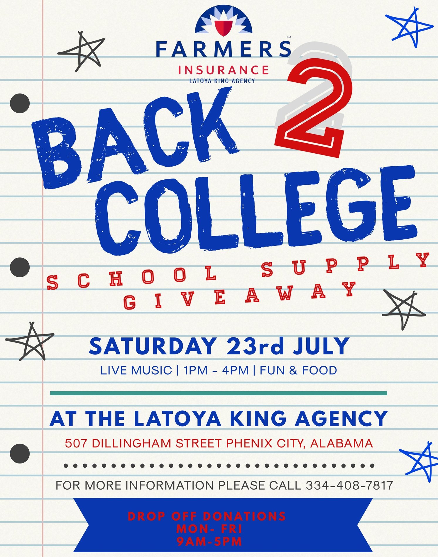 BACK 2 COLLEGE SCHOOL SUPPLY GIVEAWAY
