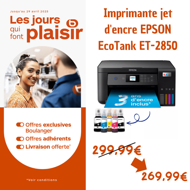 Imprimante jet d'encre EPSON EcoTank ET-2850