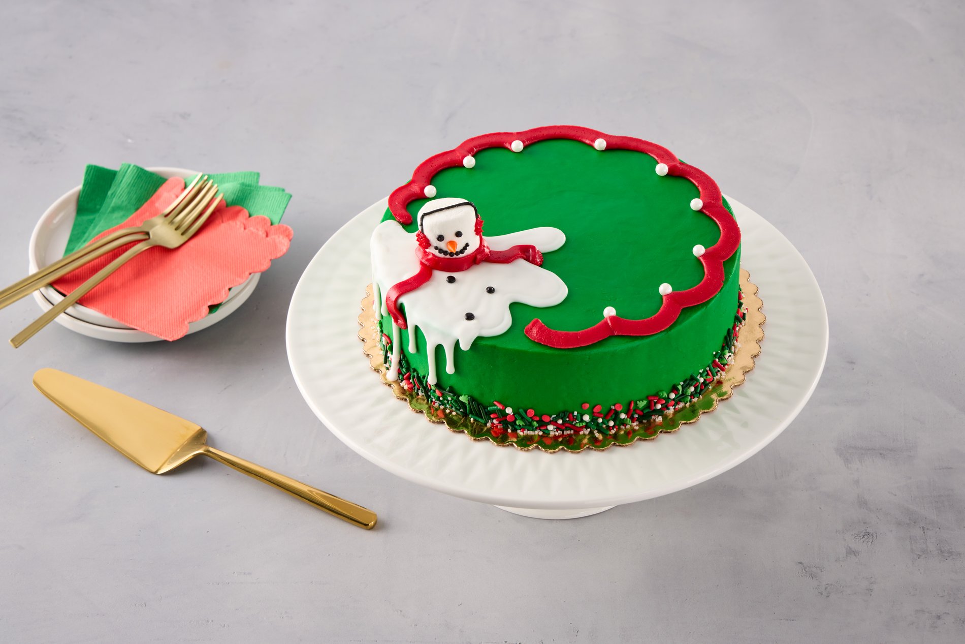 melted snowman christmas cake