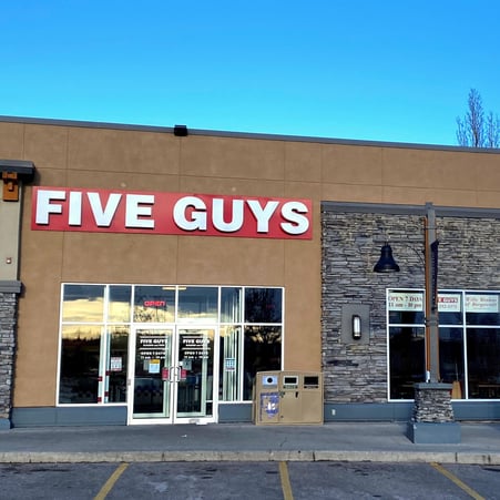 Five Guys at 33 Heritage Meadows Way SE in Calgary, Alberta, Canada.