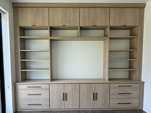 Brown media center with bookshelves Pensacola & Panama City, Florida