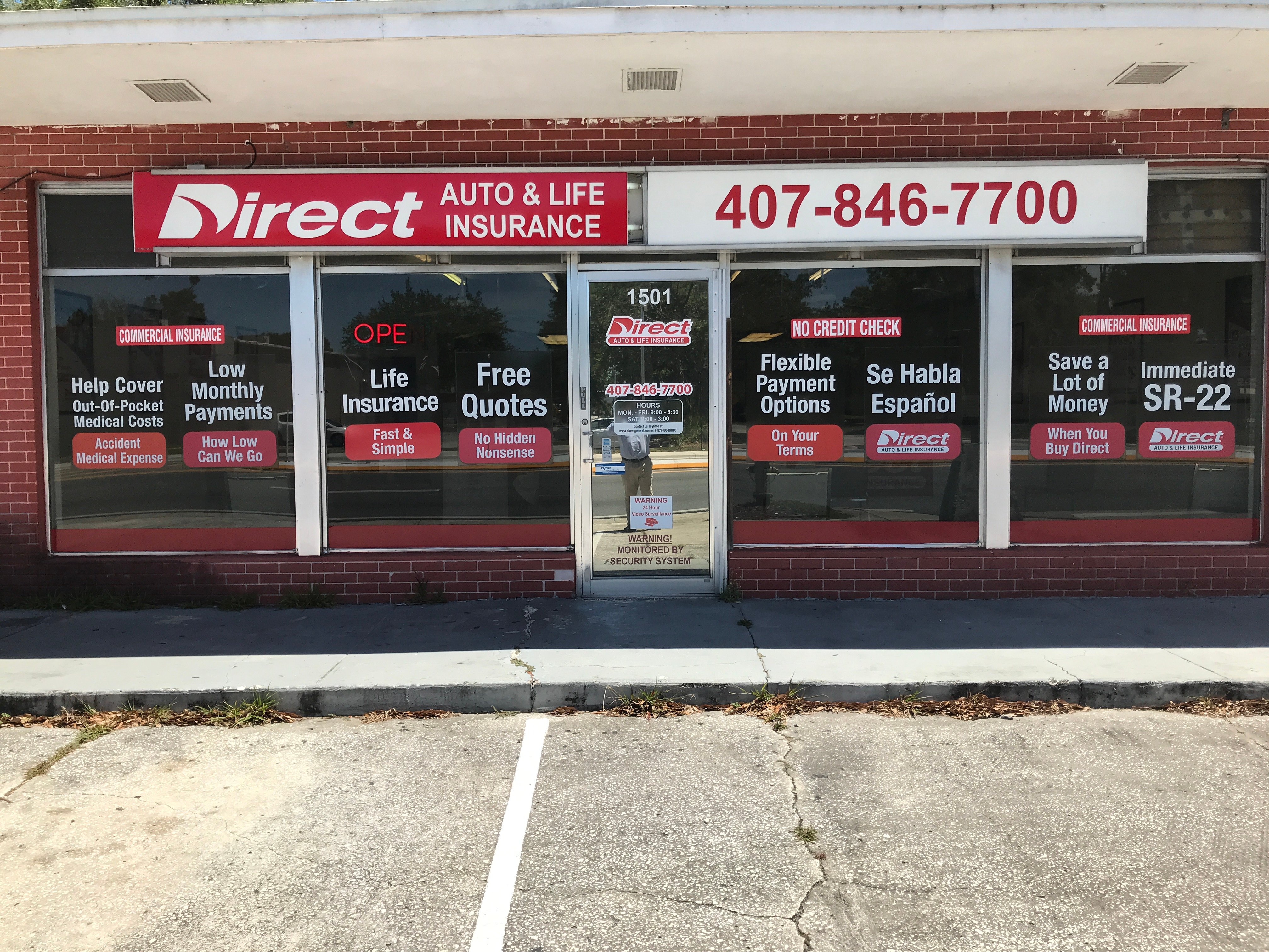 Direct Auto Insurance storefront located at  1501 North Main Street, Kissimmee