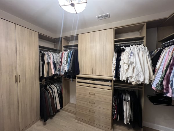 Custom walk-in closet by California Closets Charlotte in North Carolina
