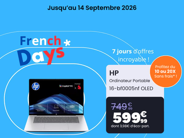 Ordinateur portable HP OmniBook 5 16-bf0005nf 16 pouces OLED Snapdragon X 16 Go RAM LPDDR5x SSD 512 Go Copilot+PC